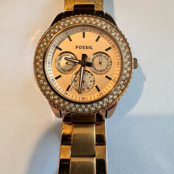 Fossil Jewelry - Fossil Rose Gold Crystal-Trim Multifunction Bracelet Watch